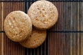 Wholegrain biscuits on woden bamboo litter