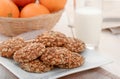 Wholegrain cookies, milk and fruits