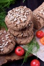 Wholegrain gluten-free buckwheat bread with sunflower and flax seeds Royalty Free Stock Photo