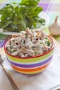 Wholegrain pasta with cottage cheese and spinach Royalty Free Stock Photo