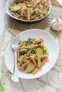 Wholegrain pasta with green beans, zucchini Royalty Free Stock Photo