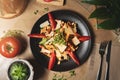 Wholegrain pasta salad with tomatoes Royalty Free Stock Photo