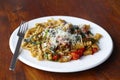 Wholegrain pasta with spinach and cheese Royalty Free Stock Photo