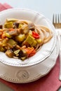 Wholegrain pasta with vegetables and beans Royalty Free Stock Photo