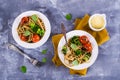 Wholegrain pasta with vegetables Royalty Free Stock Photo