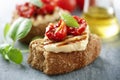 Whole grain rusk with haloumi Royalty Free Stock Photo