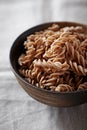 Wholegrain spelt pasta in a ceramic bowl organic pasta