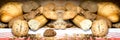 Whole grain bread on table, various pastries and breads, wholemeal bread closeup