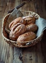 Wholemeal bread rolls in a basket Royalty Free Stock Photo