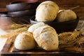 Wholemeal bread whish flax linen seeds and wheat spike