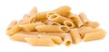 Wholemeal Pasta (Penne) over white Royalty Free Stock Photo