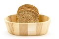Wholemeal toast bread in wooden box Royalty Free Stock Photo