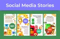 Wholesale canned goods sale discount social media stories set vector illustration Royalty Free Stock Photo