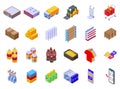 Wholesale store icons set isometric vector. Marketplace supplier