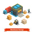 Wholesale warehouse storage building with forklift