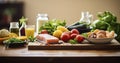 Wholesome Choices - The Concept of Healthy Eating with Natural Foods on the Table Royalty Free Stock Photo