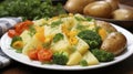 Wholesome Delight. Potatoes Paired with Crisp Vegetables. Generative AI