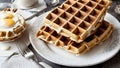 Wholesome Delights Oatmeal Waffles for National Waffle Day.AI Generated