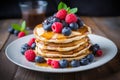 Wholesome Healthy breakfast pancake plate. Generate Ai