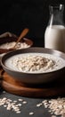 Wholesome Indulgence Bowl of Creamy Oatmeal with a Swirl of Milk Pour, a Nourishing Delight for the Senses