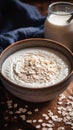 Wholesome Indulgence Bowl of Creamy Oatmeal with a Swirl of Milk Pour, a Nourishing Delight for the Senses
