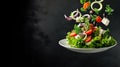 Wholesome Medley: A Delectable Salad Delight Suspended in Mid-Air