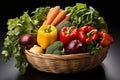 Wholesome medley isolated basket displays vibrant, fresh garden vegetables