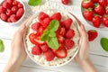 Wholesome oatmeal bowl with fresh berries and fruits. Royalty Free Stock Photo