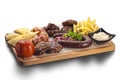 Wholesome platter of mixed meats including grilled steak Royalty Free Stock Photo