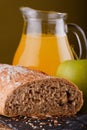 Wholewheat bread with apple and juice