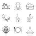 Whoopee icons set, outline style