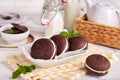 Whoopie pies. Chocolate sandwich cookies with cream filling