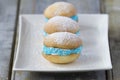 Whoopie pies on rustic background