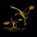 Whooping crane golden color small tattoos design