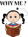 Why me cartoon of a girl with sad expression