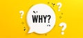 Why question chat bubble. Conversation question speech bubble. Yellow background with Why word. Vector illustration Royalty Free Stock Photo