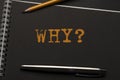 Why word inscription. Question with interrogation mark Royalty Free Stock Photo
