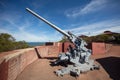 Front view of the world war II era 3.7-inch anti-aircraft gun mounted on Hummock Hill in Whyalla Royalty Free Stock Photo