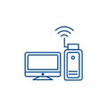 Wi fi adapter,wireless line icon concept. Wi fi adapter,wireless flat vector symbol, sign, outline illustration.