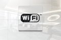 Wifi on glossy office wall realistic texture