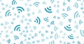 Wi-fi free zone Vector seamless pattern. Background for internet cafes, access points, wireless internet.