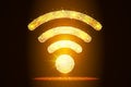 Wi-Fi Icon abstract design Created in the form of stars and constellations on the background of space,isolated from low Royalty Free Stock Photo
