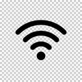 Wi-Fi icon. Black signal WiFi isolated on transparent background. Mobile internet symbol. Logo wireless network. Sign free access.