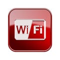 WI-FI icon glossy red. Royalty Free Stock Photo
