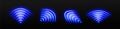 Wi-Fi light effect, blue neon signal sensor waves