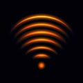 Wi-Fi light effect, orange glowing signal sensor waves internet wireless connection