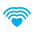 Wi-fi love. WiFi heart. Wireless communication for lovers. roman