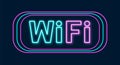 Wi-Fi neon sign. Wifi icon with lighting effect