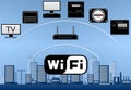 Wi-Fi network diagram with devices Royalty Free Stock Photo