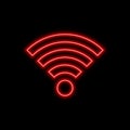 Wi-fi offline, bad signal neon sign. Bright glowing symbol on a